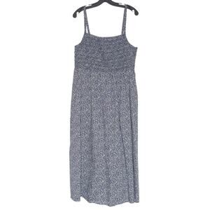 Old Navy Dress Cottage Prairie Romantic Feminine Coastal Floral Midi Blue XXL